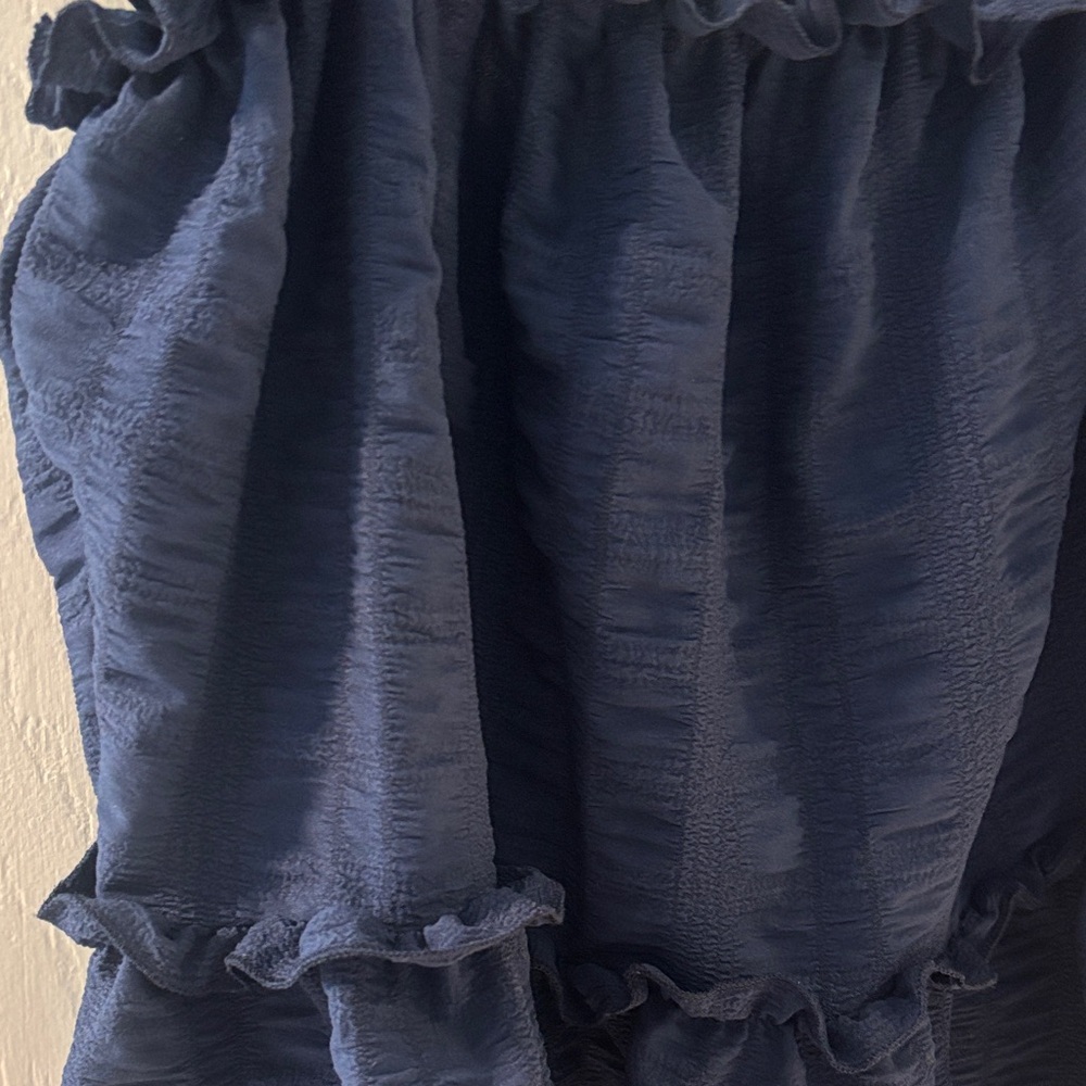 Navy Ruffle Sleeveless Top - Picture 2 of 3
